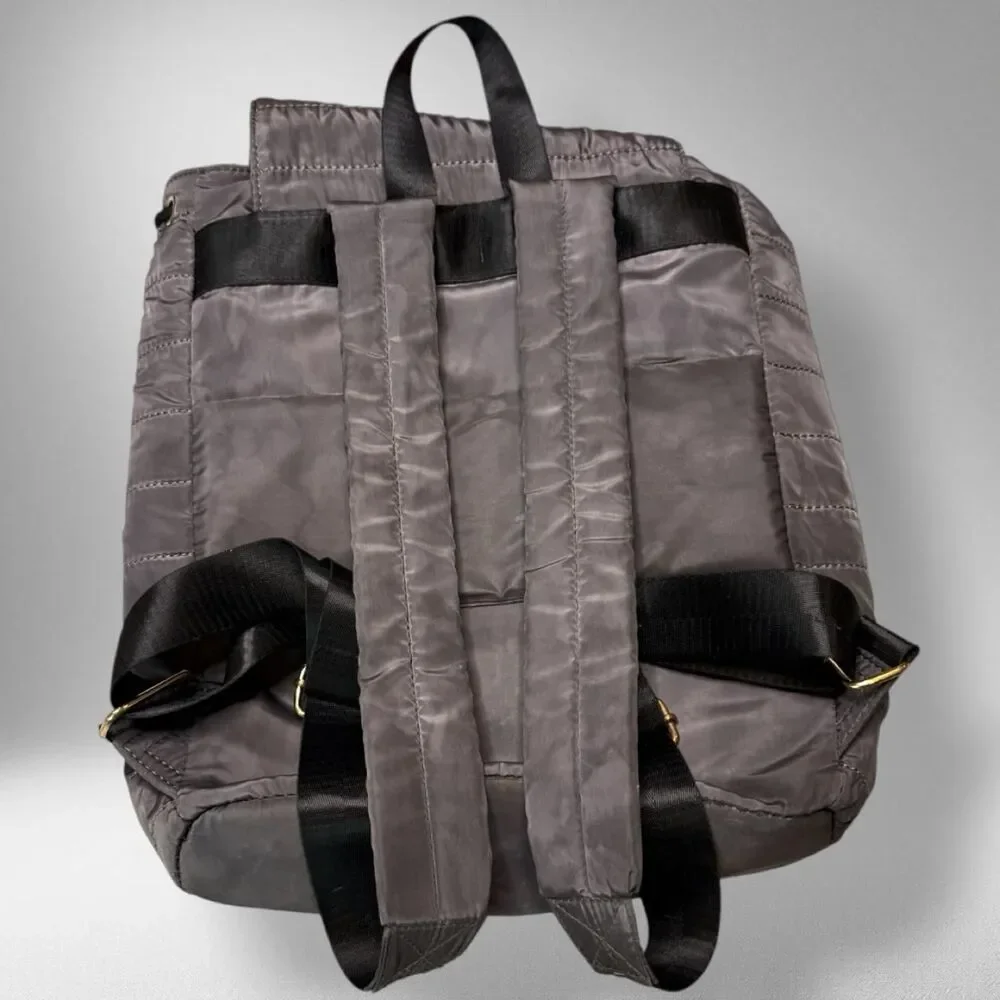 Adrienne Vittadini Quilted Nylon Backpack – Charcoal Gray
